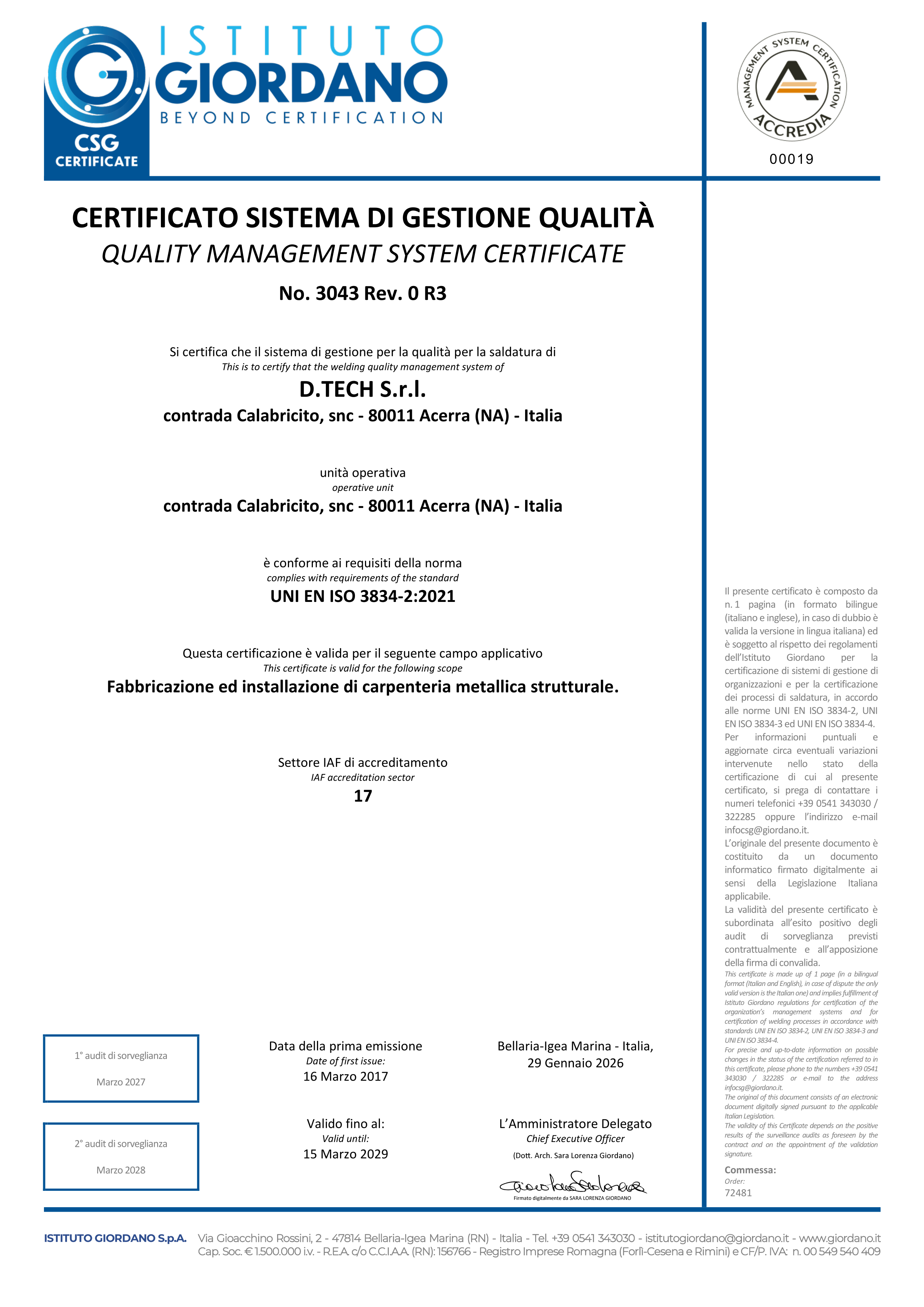 Sistema gestione qualità